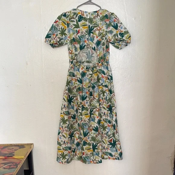 MELLODAY Green and White Tropical Midi Dress - Picture 3 of 11